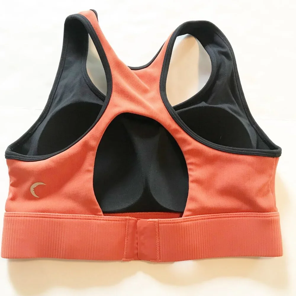 ZYIA Active Burnt Orange Ribbed Premium Sports Bra Workout Gym Womens XS